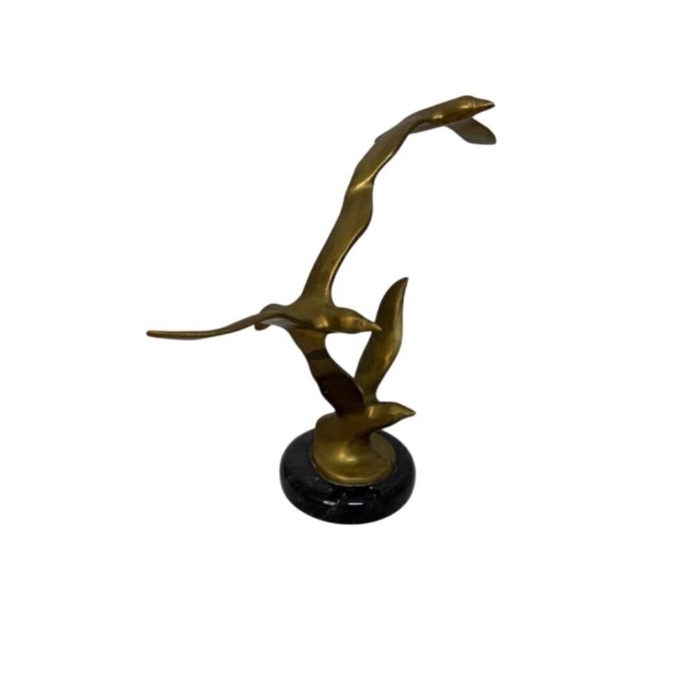 Vintage Mid Century Modern 3 Seagulls Birds in Flight Scupture Sold Brass Gatco